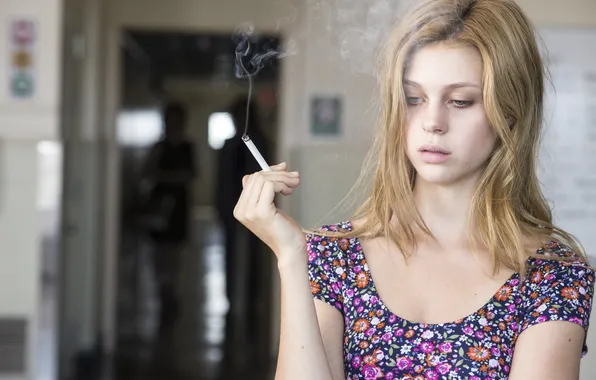 Model, actress, cigarette, screenshot, the series, Bates Motel, Nicola Peltz, Nicola Peltz