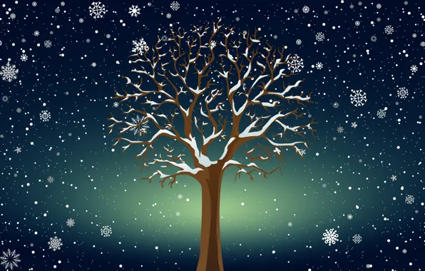 Picture Winter, Minimalism, Tree, Snow, Background
