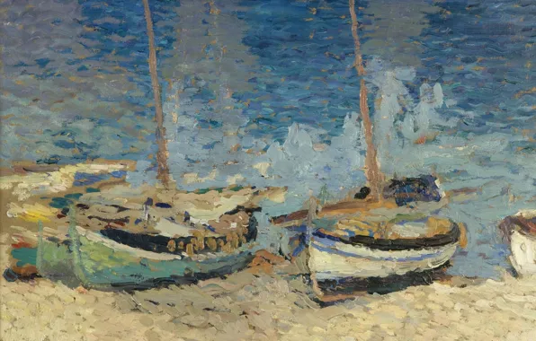 Landscape, picture, Henri-Jean Guillaume Martin, Henri Matrin, Boats on the Sand of Collioure