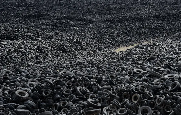 Landscape, tires, dump