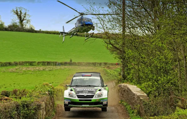 Picture Auto, Machine, Helicopter, WRC, Rally, The front, Skoda, Fabia
