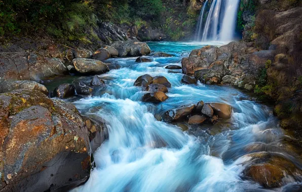 Picture river, stones, waterfall, New Zealand, New Zealand, Tawhai Falls, Tongariro National Park, Tongariro national Park