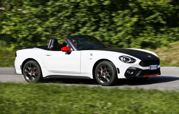 Roadster, side view, spider, black and white, double, Abarth, 2016, 124 Spider