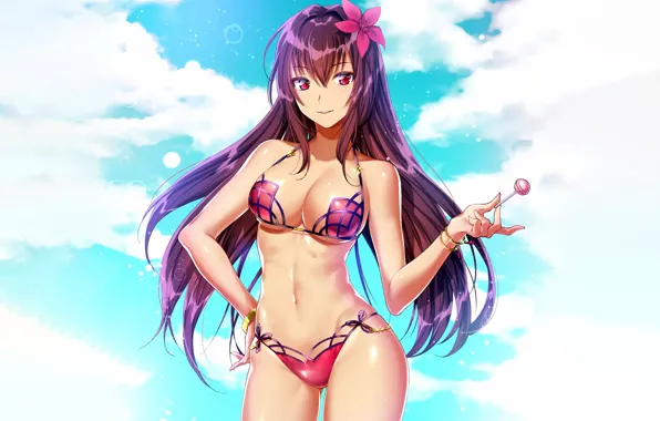 Girl, sexy, cleavage, long hair, boobs, anime, beautiful, pretty