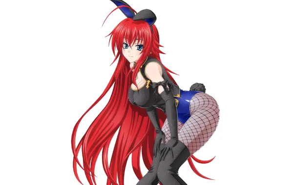 Girl, sexy, cleavage, thighhighs, erect nipples, red hair, long hair, legs