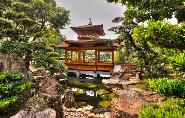 Nature, Park, garden, bridge, garden, china, hongkong, nan