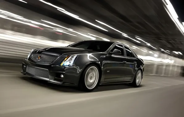 Picture lights, Cadillac, speed, cars, CTS, tunnel, cars, Cadillac