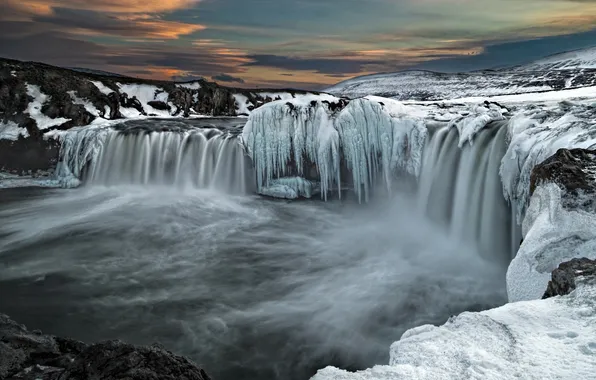 Picture landscape, Godafoss waterfall, Northern Iceland