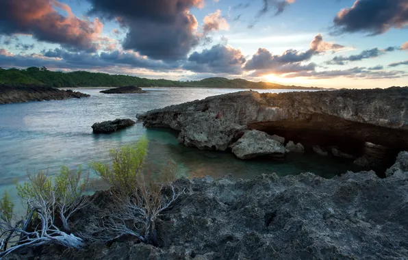 Landscape, sunset, river
