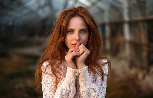 Look, face, model, portrait, hands, makeup, dress, hairstyle