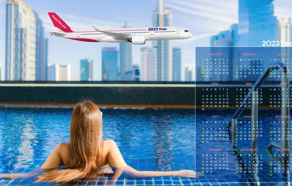 New year, airplane, calendar, 2023, 2023 year