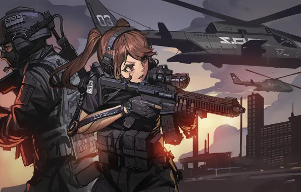 Picture armor, helicopter, equipment, specialized soldiers