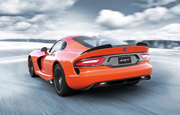 The sky, orange, Dodge, Dodge, supercar, Viper, rear view, Viper