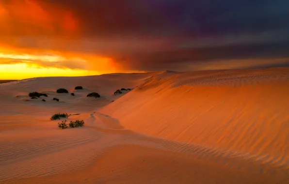 Sand, the sky, clouds, desert, Australia, glow, Eucla