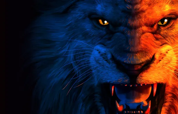 Predator, art, grin, lion, The King, jean pierre