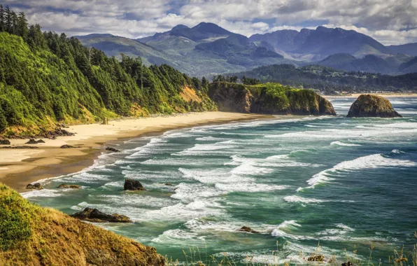 Picture sea, landscape, mountains