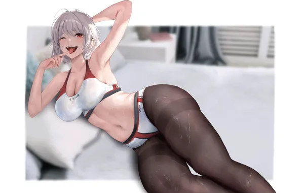 Hot, sexy, boobs, anime, evil, smiling, oppai, tights