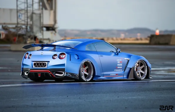 Auto, Blue, Machine, Nissan, GT-R, Car, Rendering, Nissan GT-R