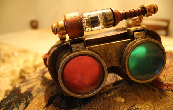 Lamp, glasses, metal, lenses, steampunk