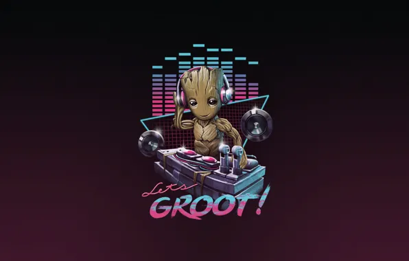 Minimalism, Music, Art, Neon, Groot, 80's, Synth, Retrowave