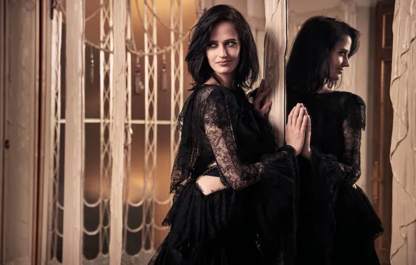 Picture look, girl, pose, model, mirror, brunette, Eva Green