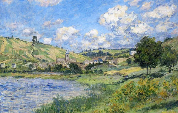 River, picture, Claude Monet, Vétheuil. Landscape