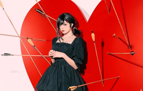 Heart, dress, brunette, outfit, image, arrows, cosplay, tenletters