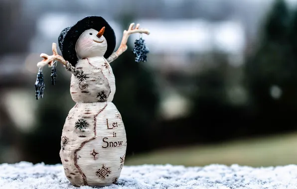 Macro, toy, snowman