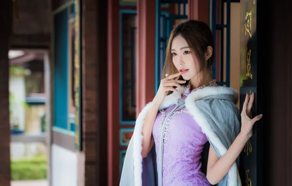 Girl, dress, Asian, Cape, bokeh