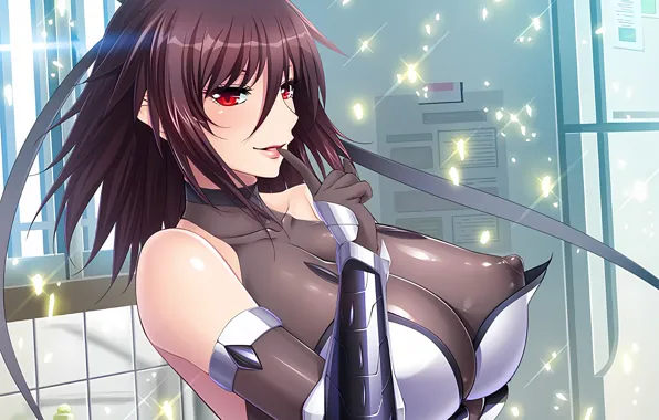 Girl, sexy, cleavage, erect nipples, bodysuit, boobs, anime, beautiful
