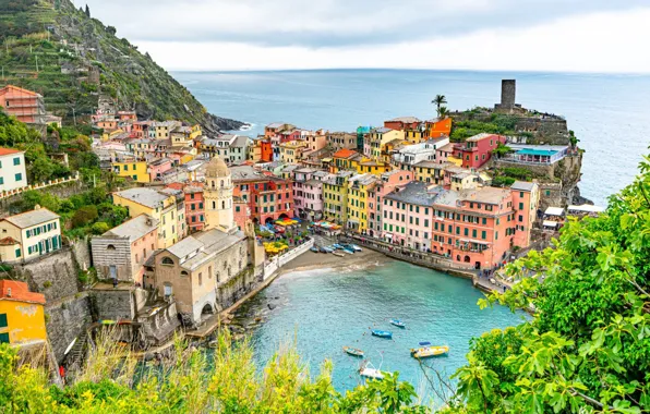 Sea, home, Italy, Vernazza