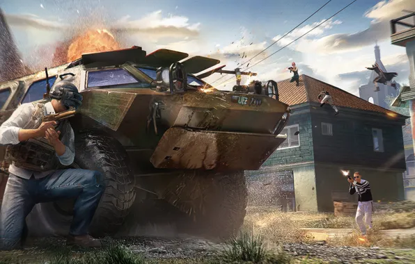 City, battlefield, gun, weapon, war, man, rifle, pearls