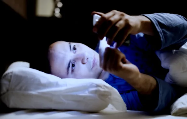 Man, bad habit, using phone at night