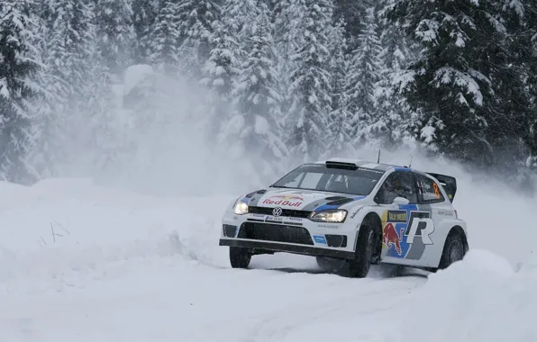 Picture Winter, Snow, Forest, Volkswagen, Skid, WRC, Rally, Rally