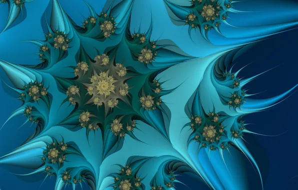 Flower, blue, background, fractal