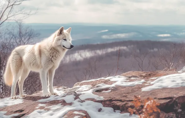 Winter, white, look, face, snow, nature, pose, wolf