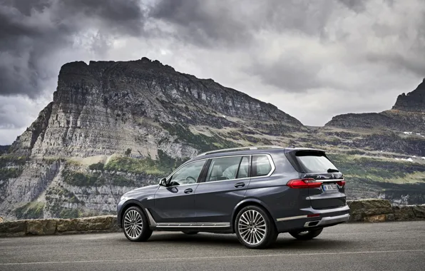 Picture mountains, overcast, BMW, 2018, crossover, SUV, 2019, BMW X7