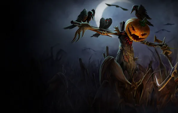 Picture axe, dark, Halloween, moon, night, holiday, pumpkin, scary
