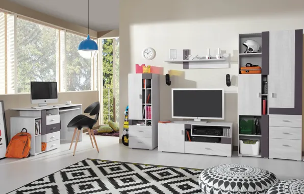 Design, style, interior, Desk, the room of the student