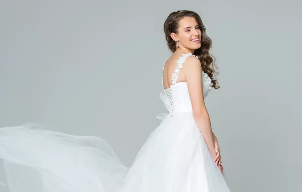 Picture girl, joy, happiness, smile, background, makeup, dress, hairstyle