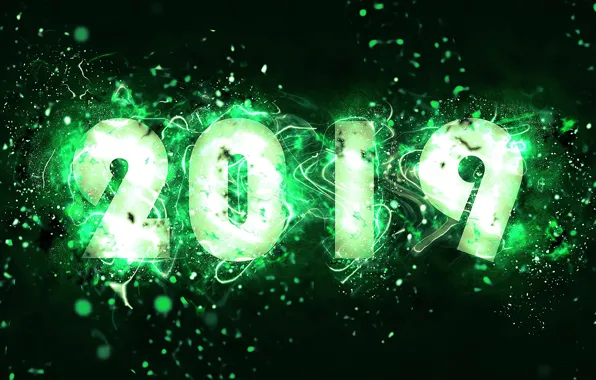 Picture abstraction, green, New year, New Year, 2019