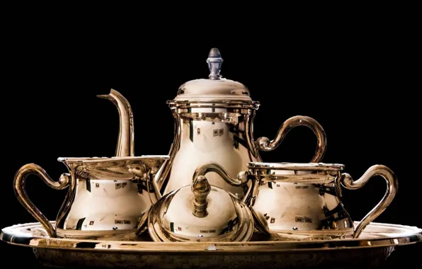 Background, dishes, tea set