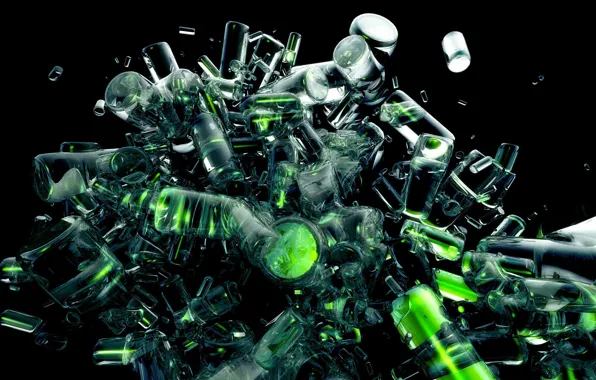 Picture transparent, green, items, cylinders