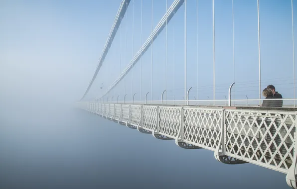 Picture bridge, fog, pair, infinity