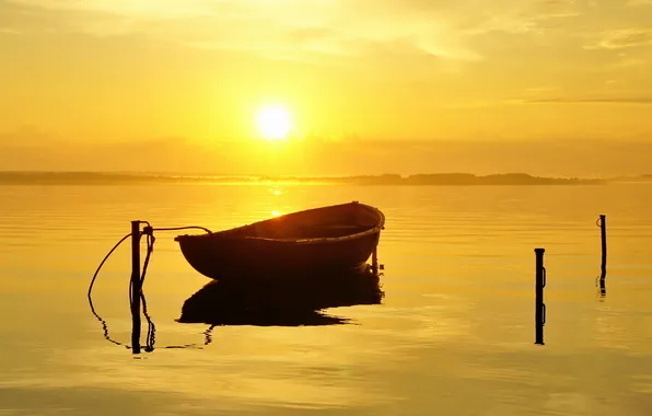 River, boat, morning