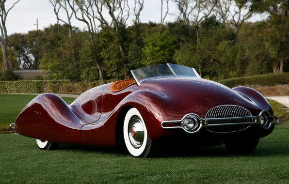 Retro, Buick, the front, Burgundy, beautiful car, Buick, 1949, Streamliner