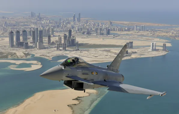 Picture flight, the city, fighter, Dubai, multipurpose, Eurofighter Typhoon