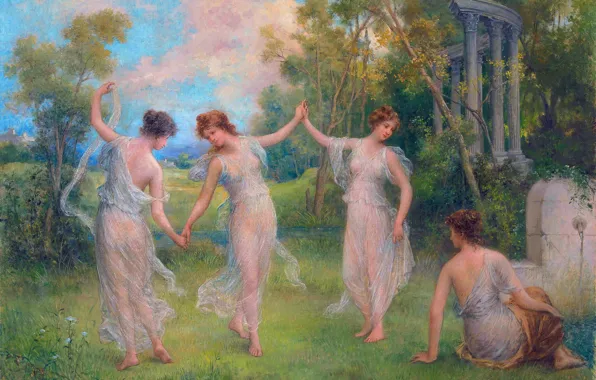 Picture, Dance, French painter, Nymphs, Dance of the nymphs, Francois Lafon, Francois Lafon