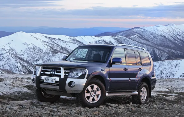 Machine, auto, landscape, mountains, Mitsubishi