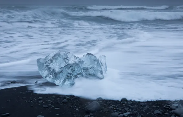 Ice, sea, wave, ice, Iceland